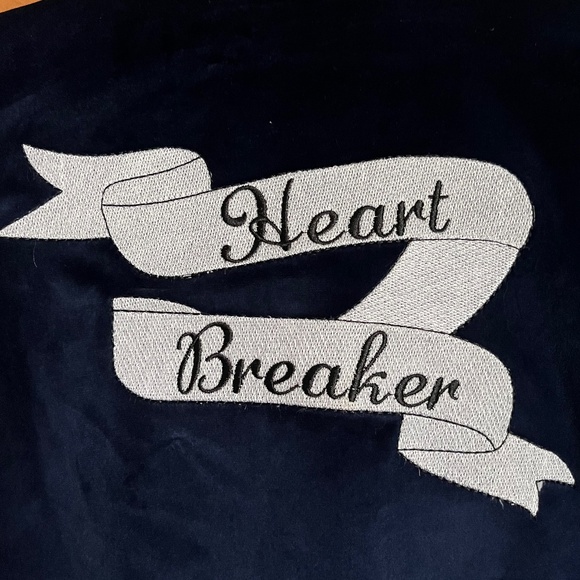 Forever 21 Navy Blue Embellished Velvet Bomber Jacket Size L NWOT - Picture 5 of 10